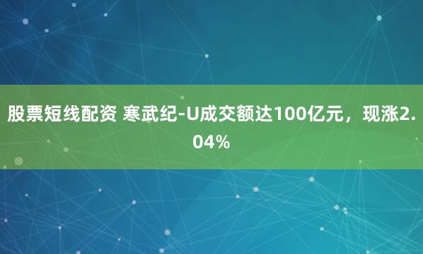 股票短线配资 寒武纪-U成交额达100亿元，现涨2.04%